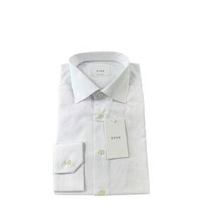 ETON Solid White Contemporary Current L/S Men's Button Front Size 16/41 NWT